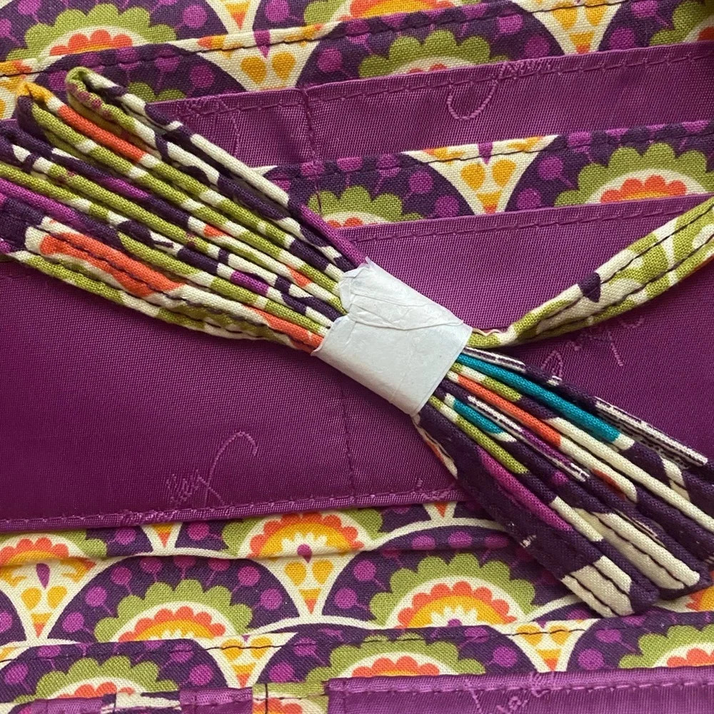 Vera Bradley Retired Plum Crazy Strapped Trifold Wallet NWOT Purple Quilted